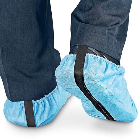 With shoe covers